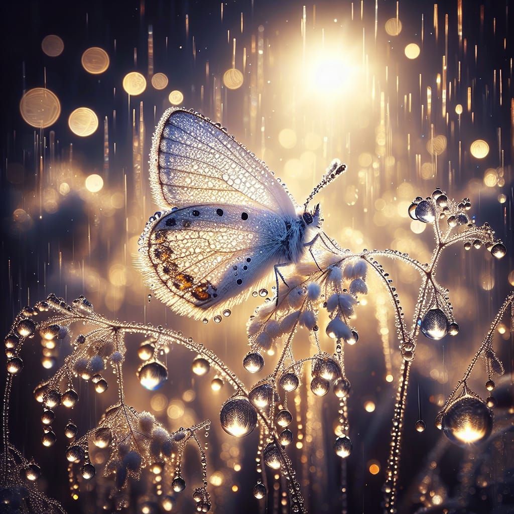White Butterfly in Snow: Macro Photography