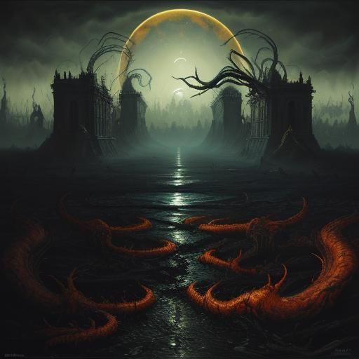 Venom Slime Surrealism in Oil Painting Style