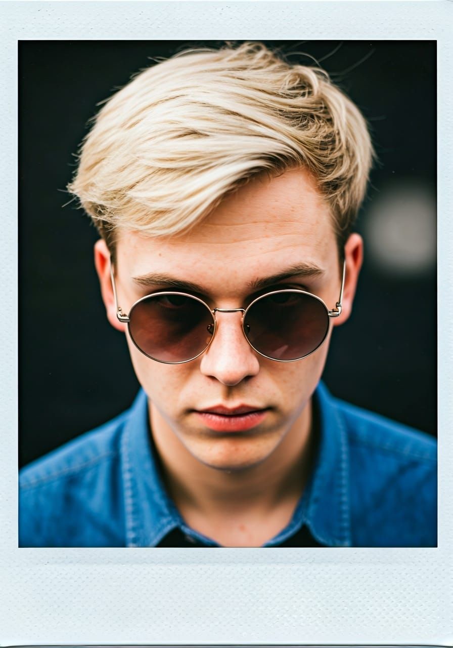 Stylish Blond Man in Polaroid Portrait