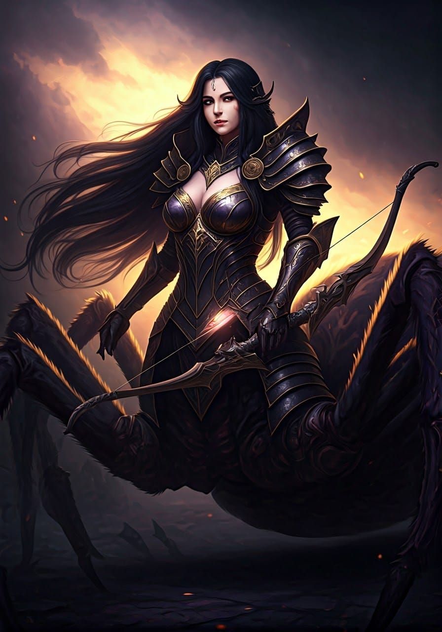 Dark Fantasy Drider Archer in Elegant Armor