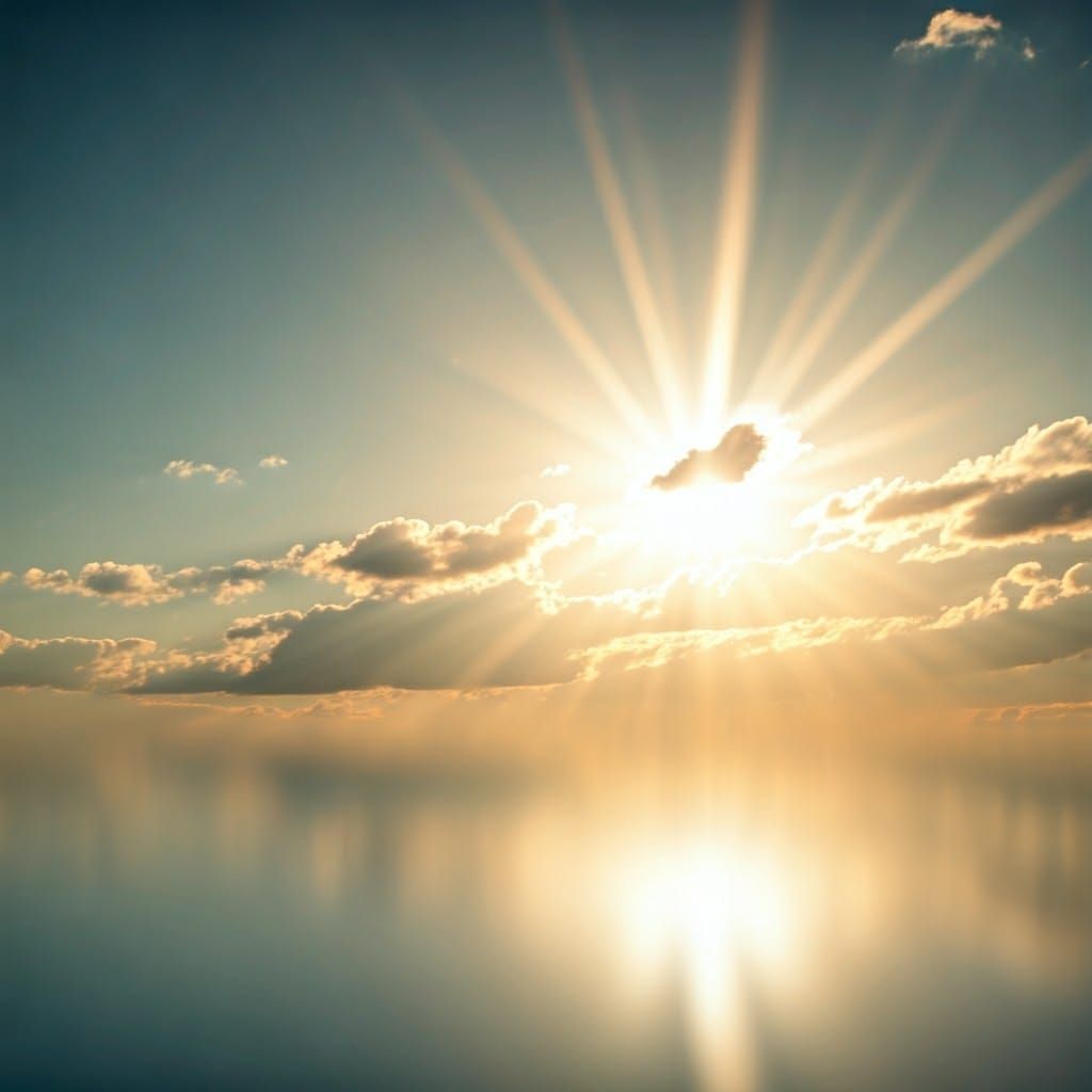 Ethereal Sunbeams Through Clouds: Dreamy Fine Art Photo