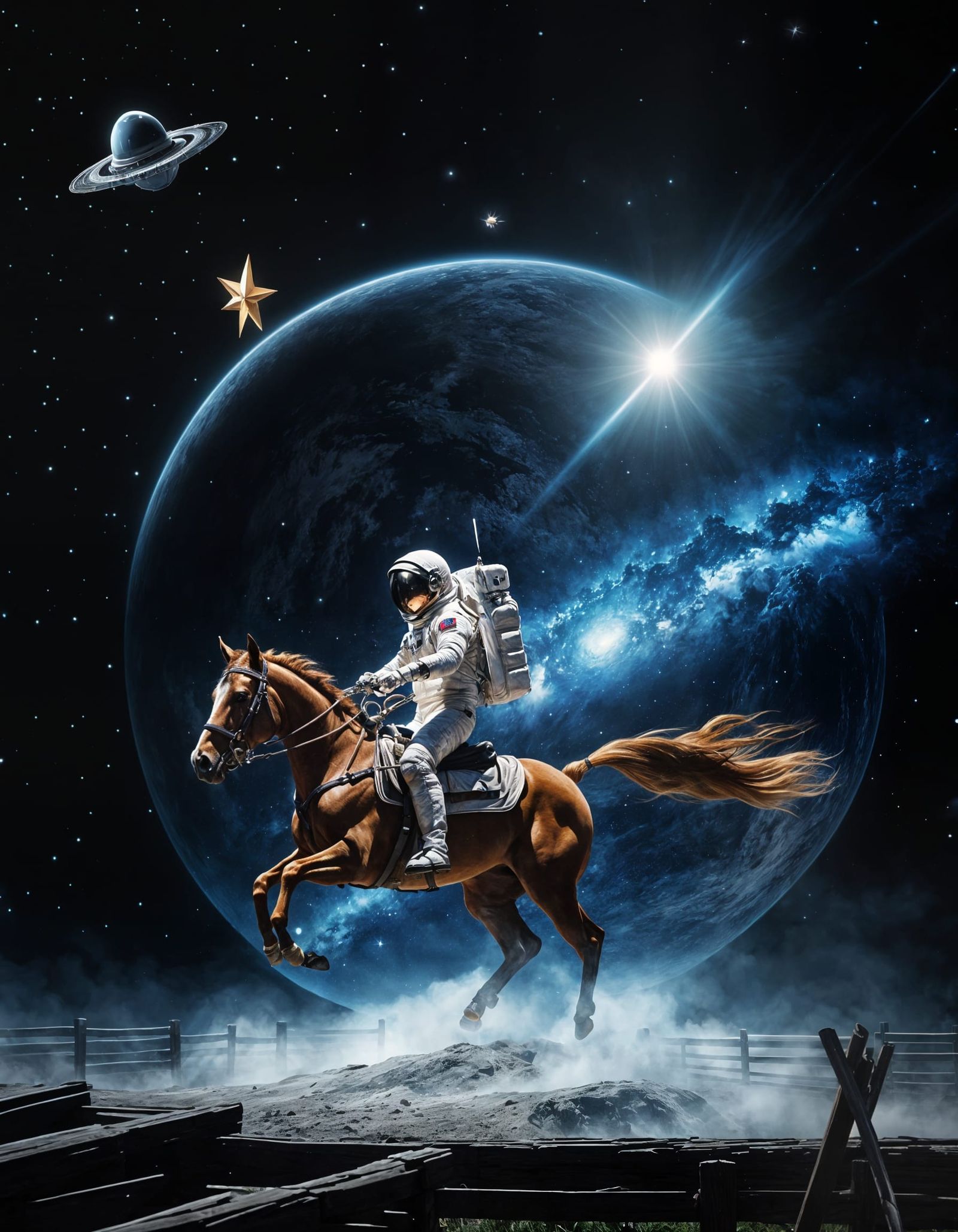 Galactic Cowboy Confronts Alien Invaders in Cosmic Landscape