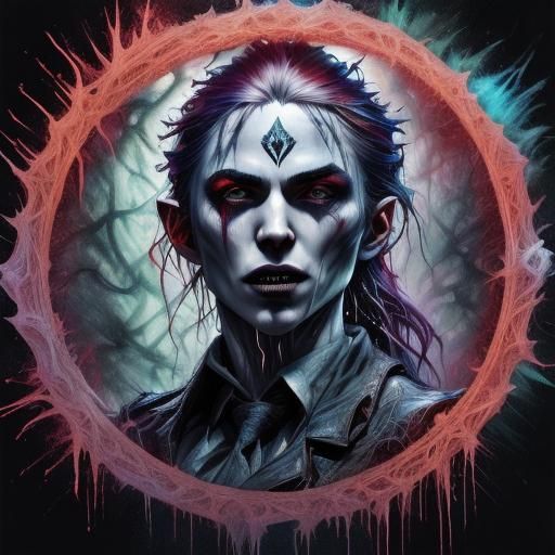 <lora:Halo:1.0> Portrait of the vampire