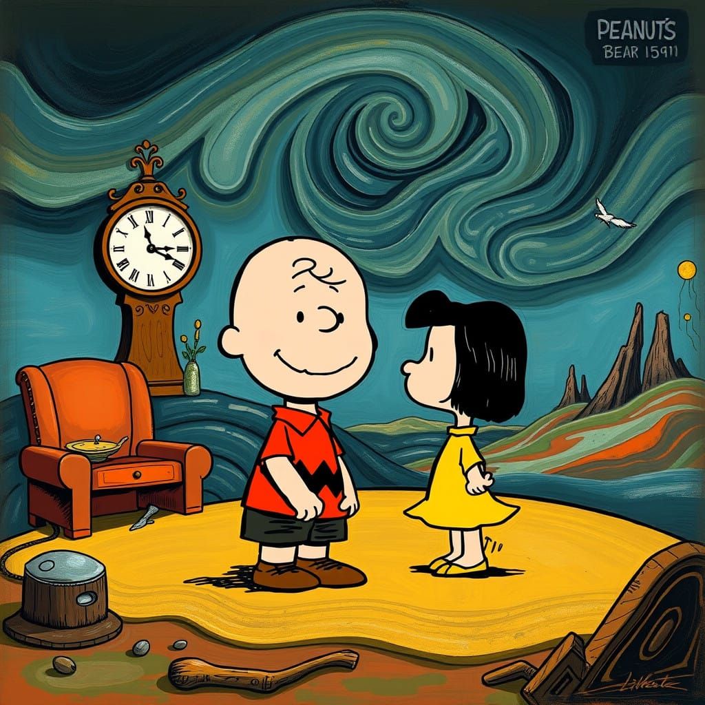 Surrealist Peanuts Scene in the Style of Salvador Dali
