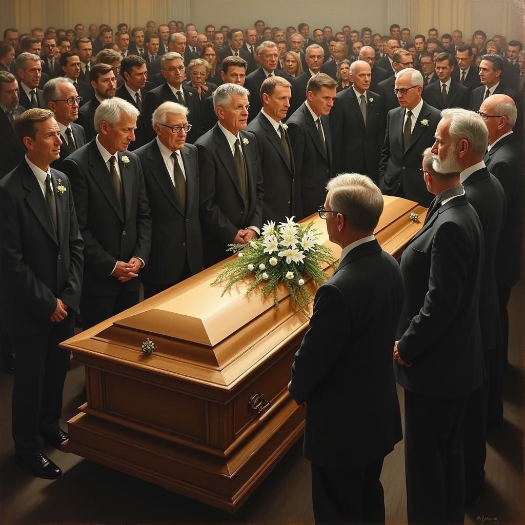 Mournful Funeral Gathering in Poignant Realism
