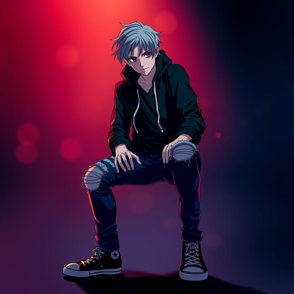 Anime Vampire Boy in Studio Trigger Style