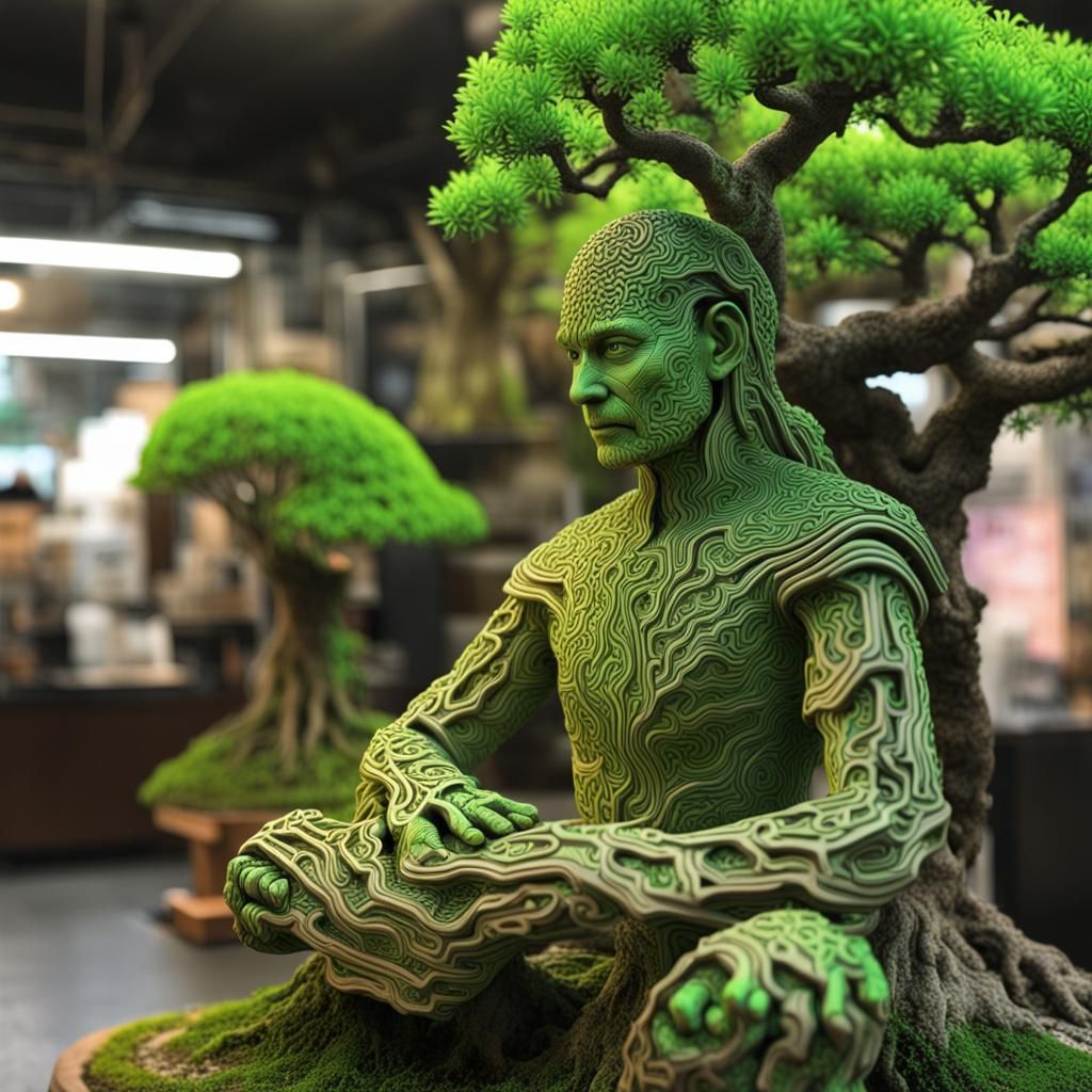 Fluorescent Biometric Bonsai Tree Character