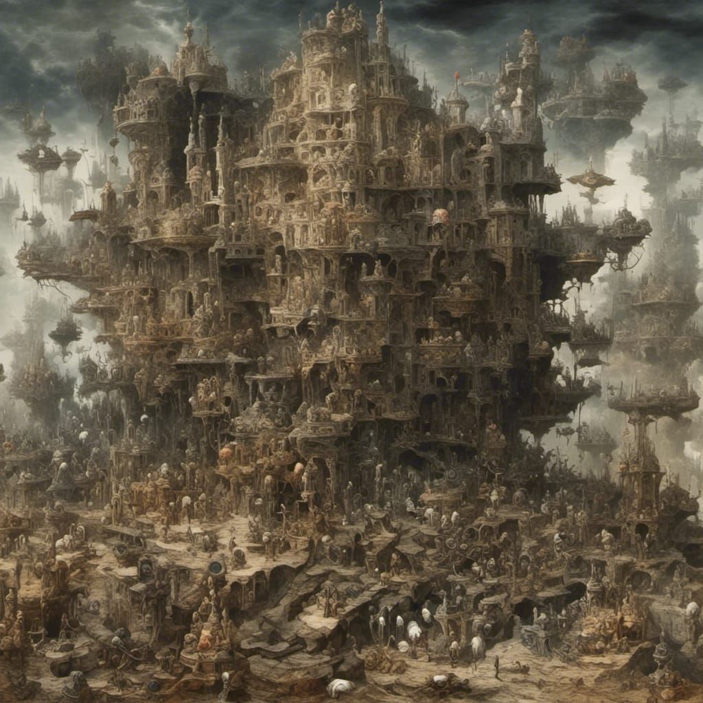 Dark Fantasy Apartment Blocks in Realism Style