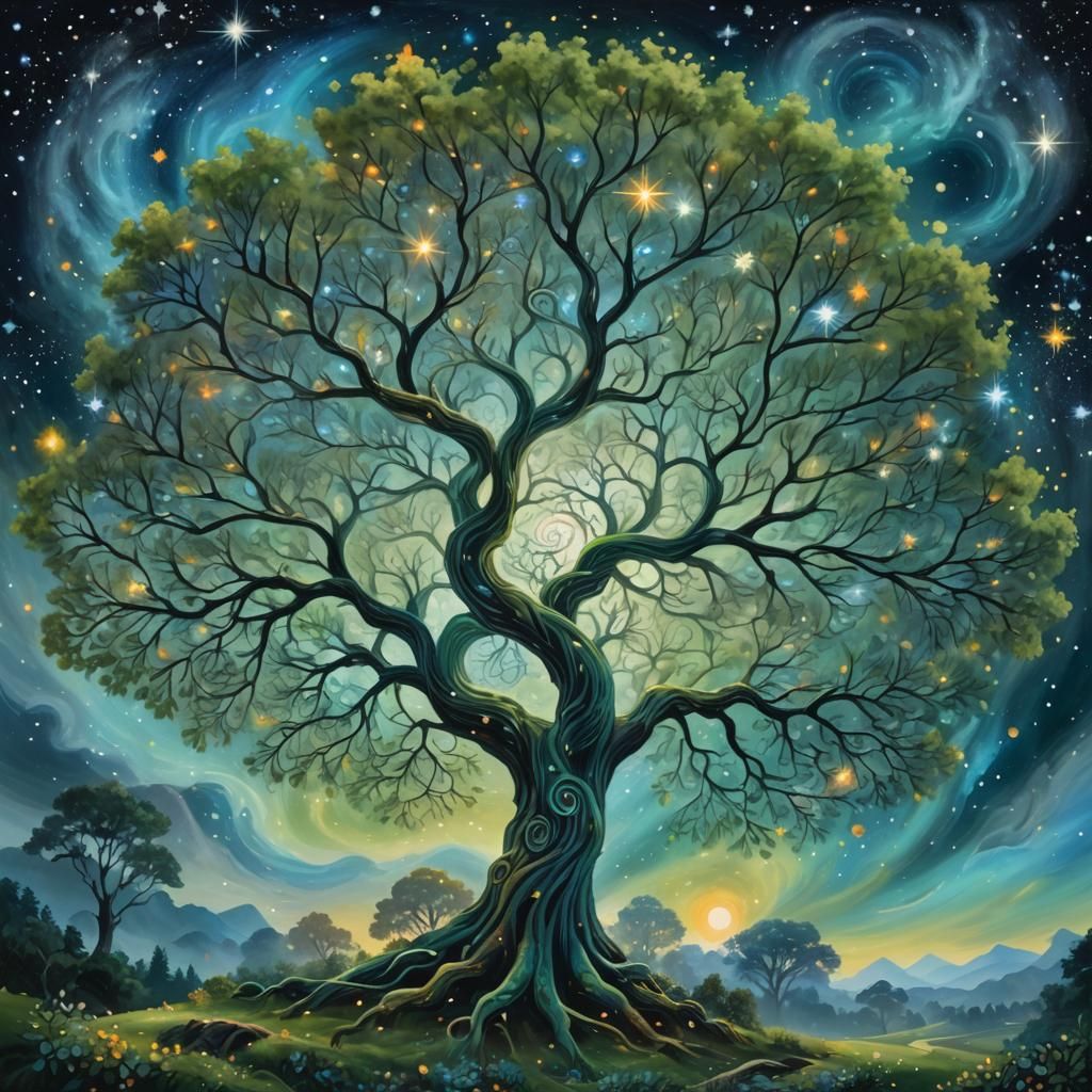 Celestial Tree: Dreamlike Fantasy Landscape