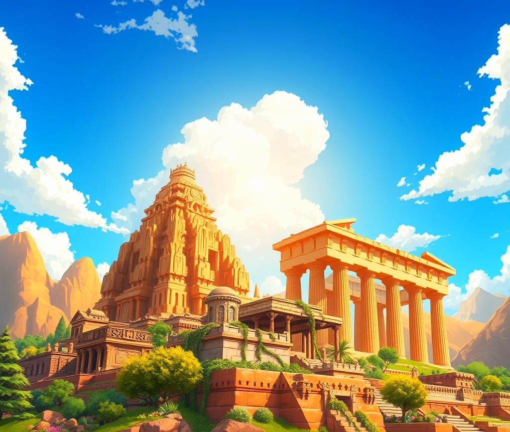 Epic Cinematic Temples from Around the World in Vibrant Colo...