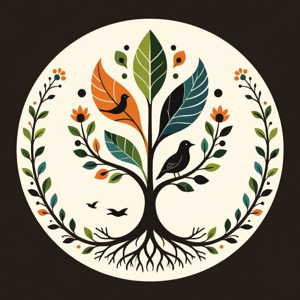 Biodiversity Conservation Logo with Flora and Fauna Elements