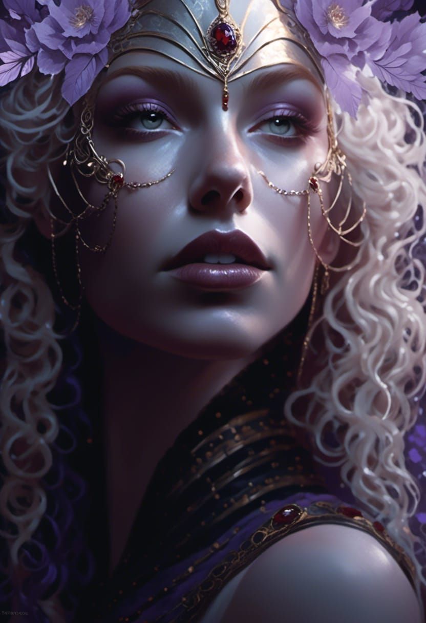 Red-Headed Goddess Portrait in Dark Souls Style