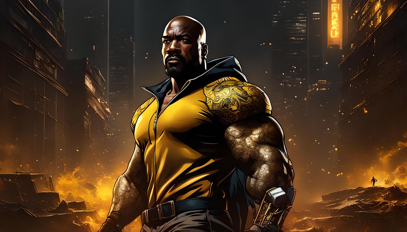 Power Man Portrait in Abstract Matte Style