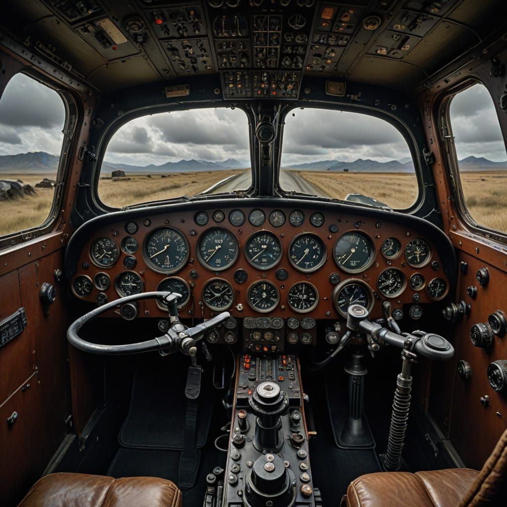 WW2 Plane Cockpit in 1940s Style, High-End Detail and Realis...