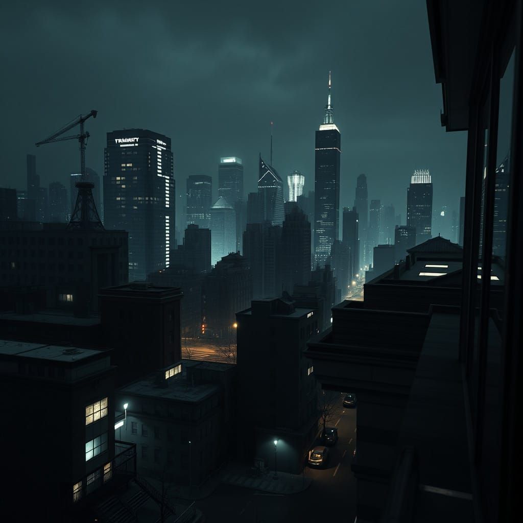 High-Rise View of a Fantastical City Skyline