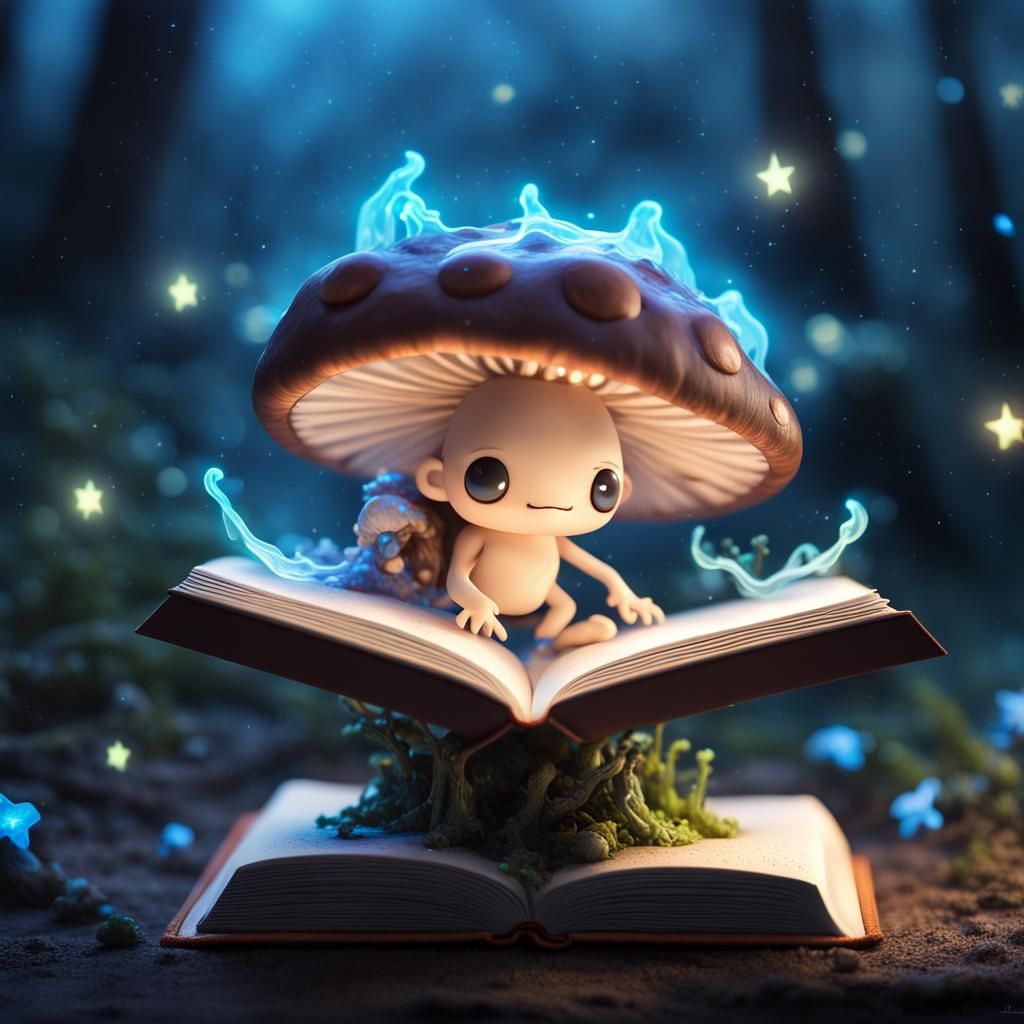 Bioluminescent Mushroom Monster in Nendoroid Style