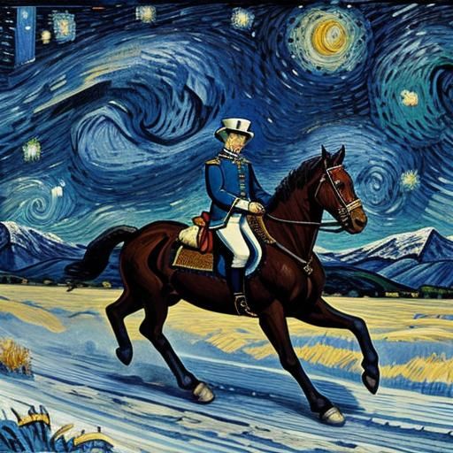 Napoleon Crossing the Alps as Van Gogh Painting