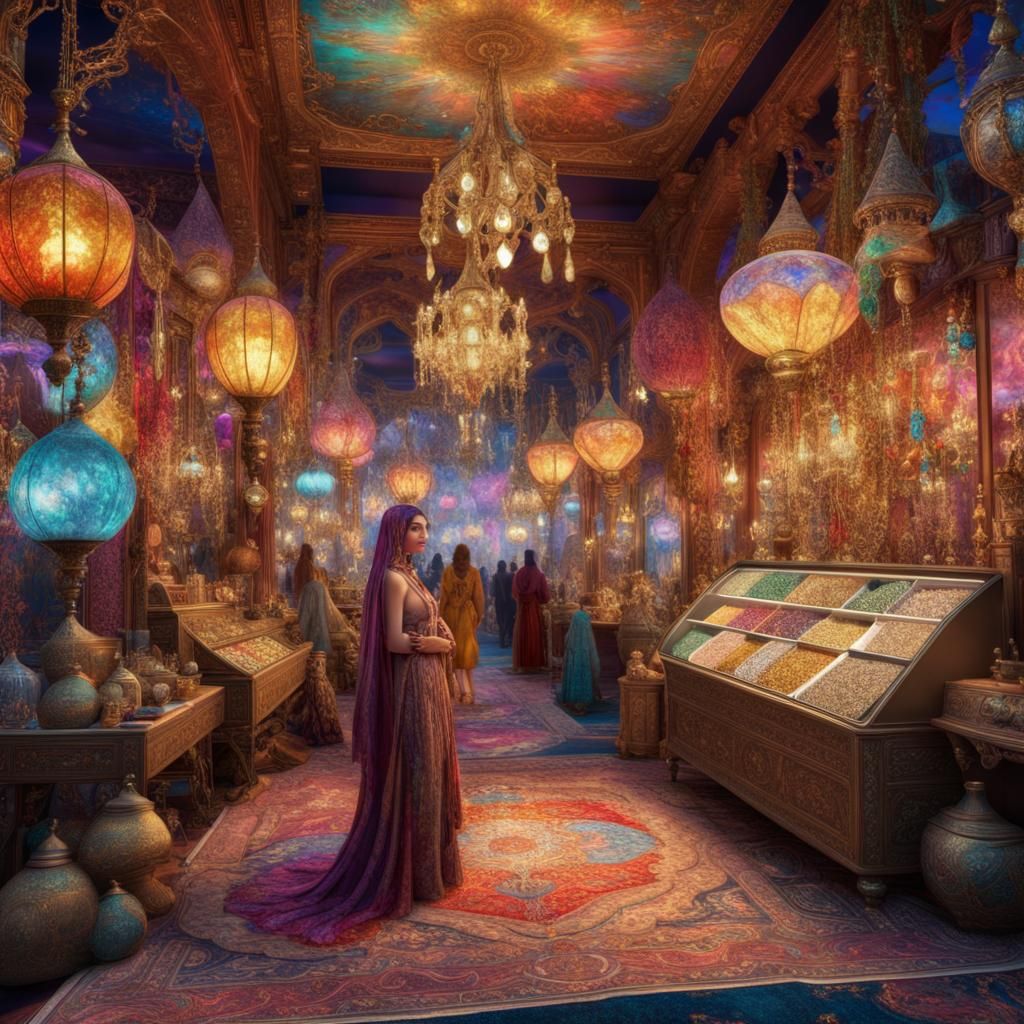 Fairytale Market in Psychedelic Holographic Style