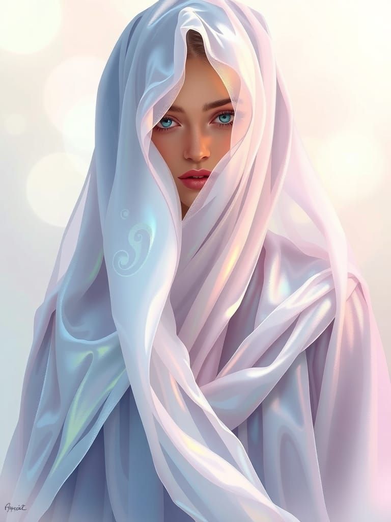 Ethereal Priestess Portrait in Airbrush Style