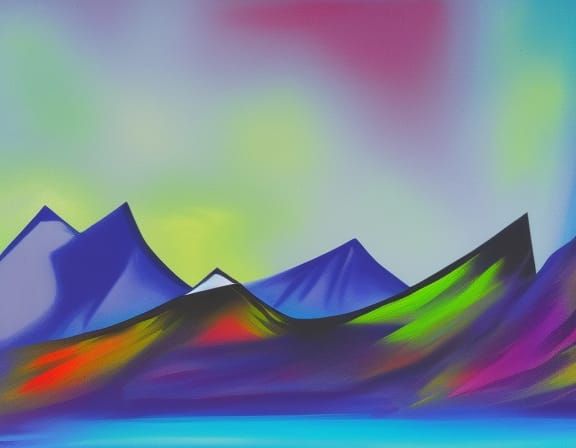 midnight mountain abstract art complementary colors fine det...