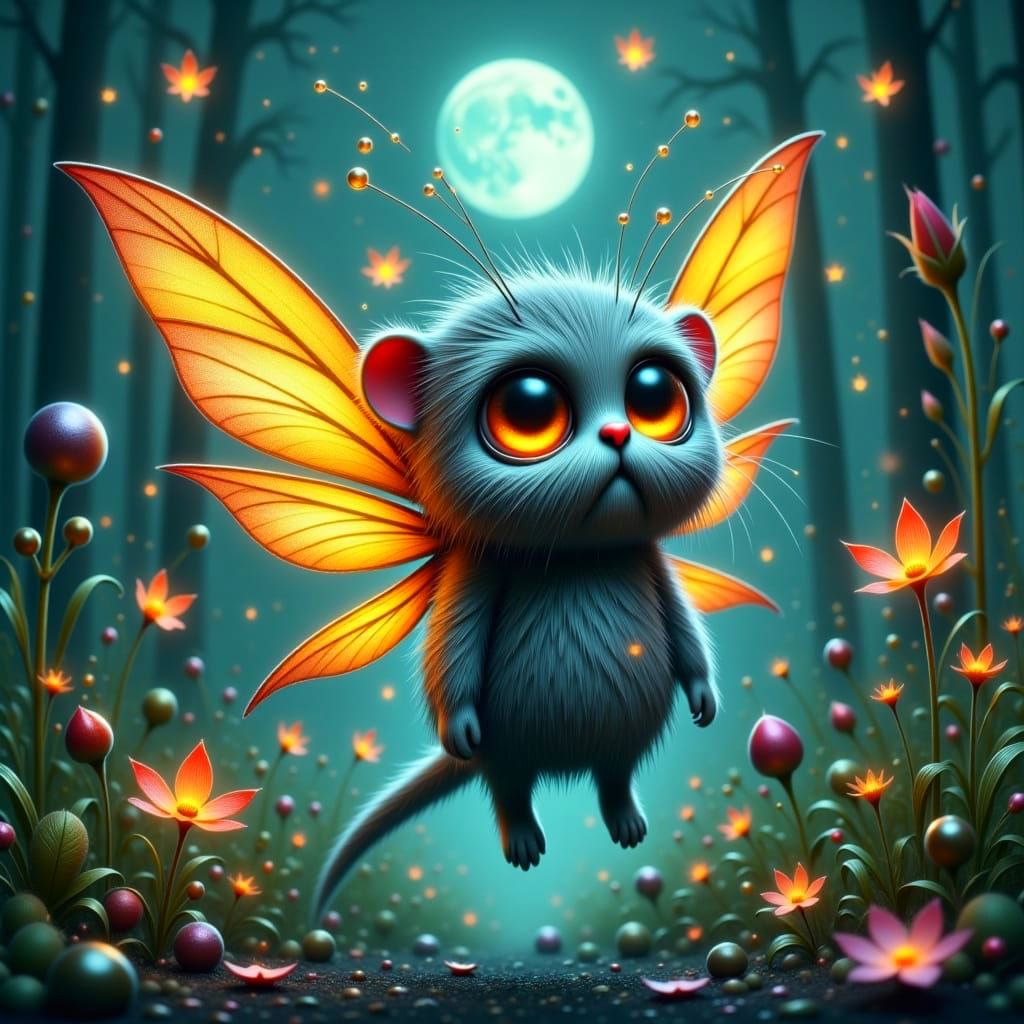 Whimsical Fairy Hybrid Soars in Enchanted Forest