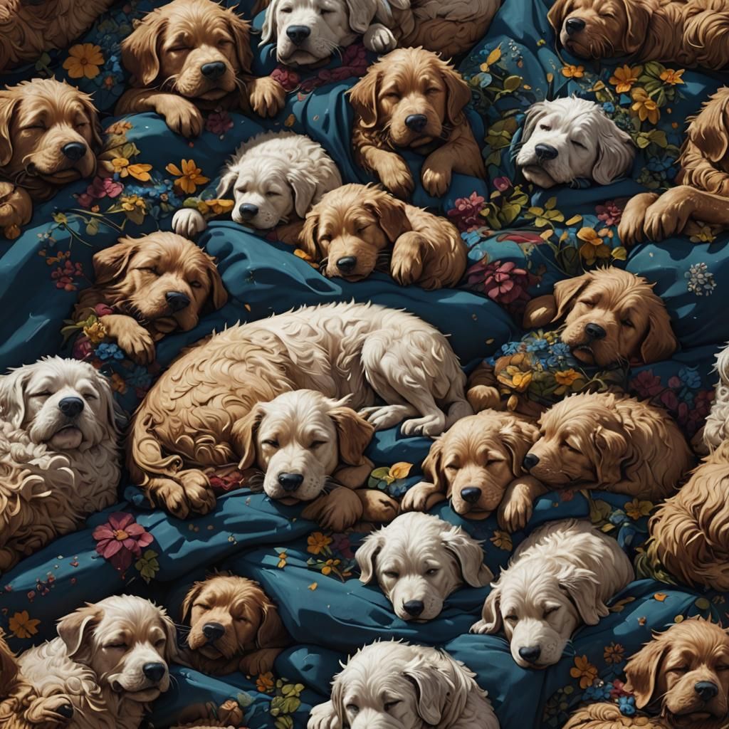 Detailed Matte Painting of a Sleeping Dog