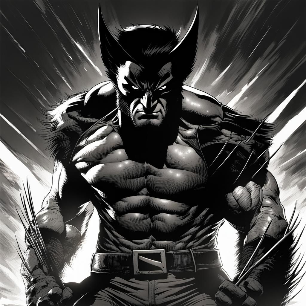 Ferocious Wolverine in Ominous Shadow