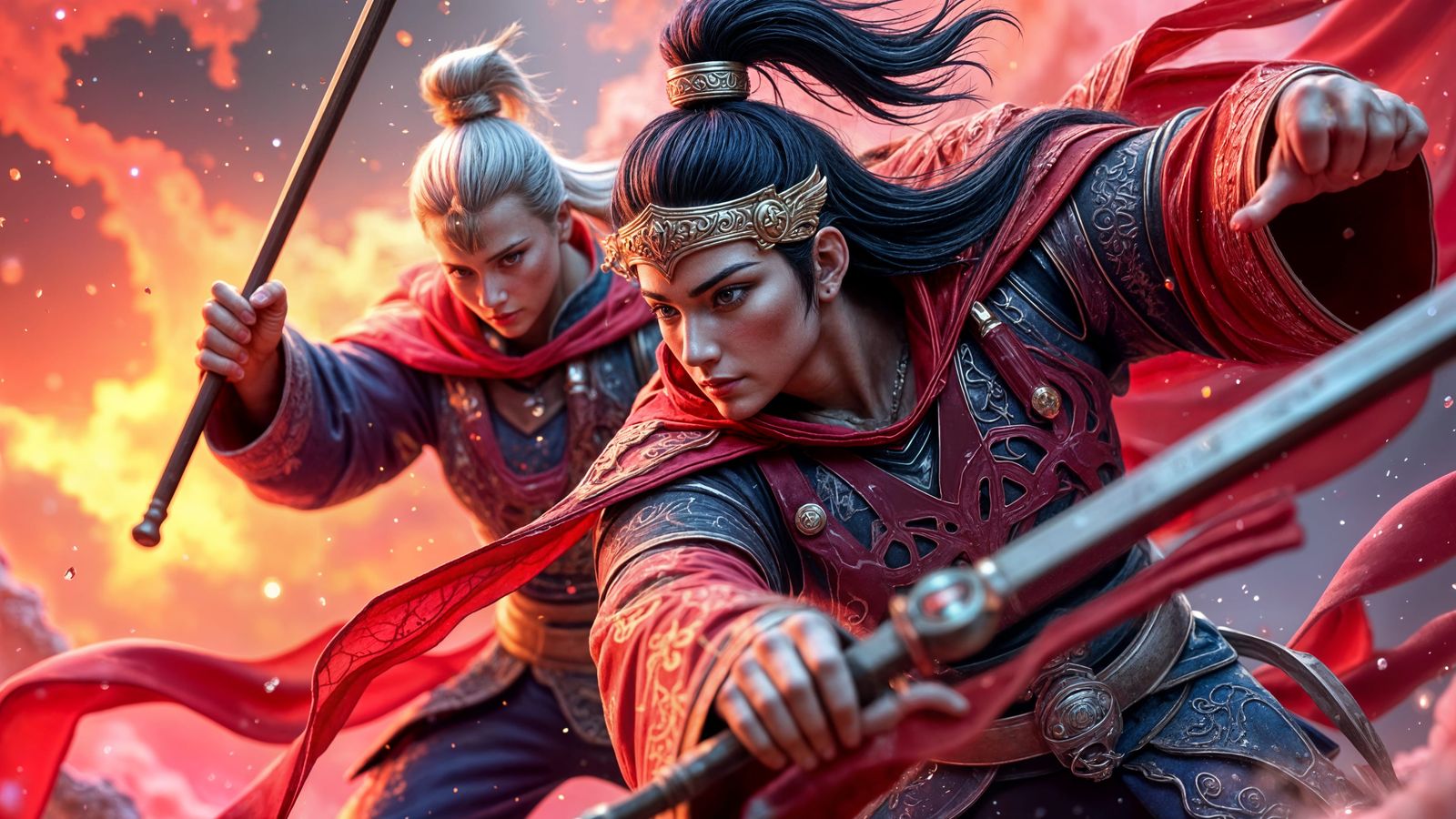 Maximalist Wuxia Fashion with Action Motion Blur