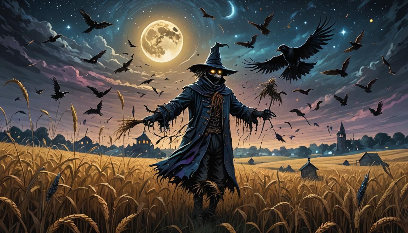 Mystical Scarecrow Attacks Crows with Magic