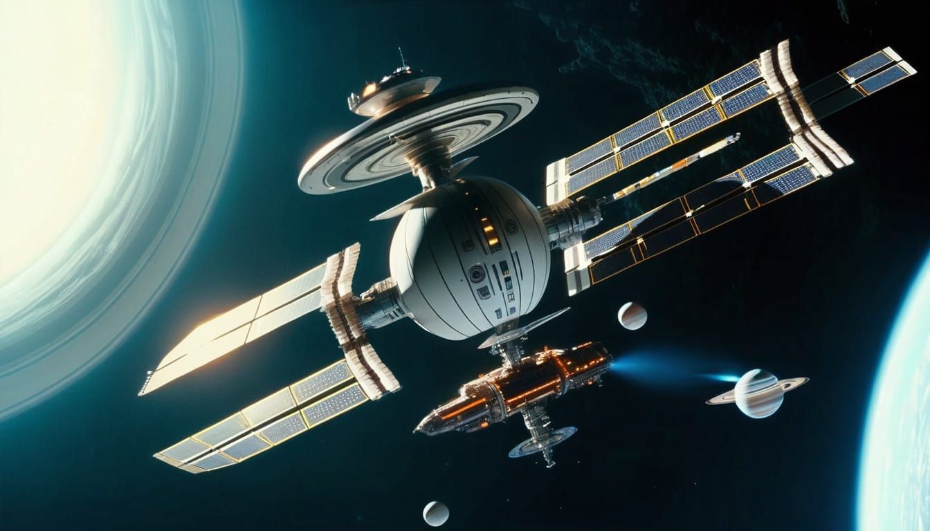 Epic Gas Giant Space Station in Cinematic Film Style