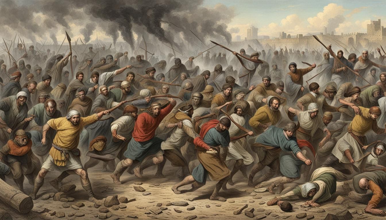 Colorized Ancient Civilization Riot During Famine