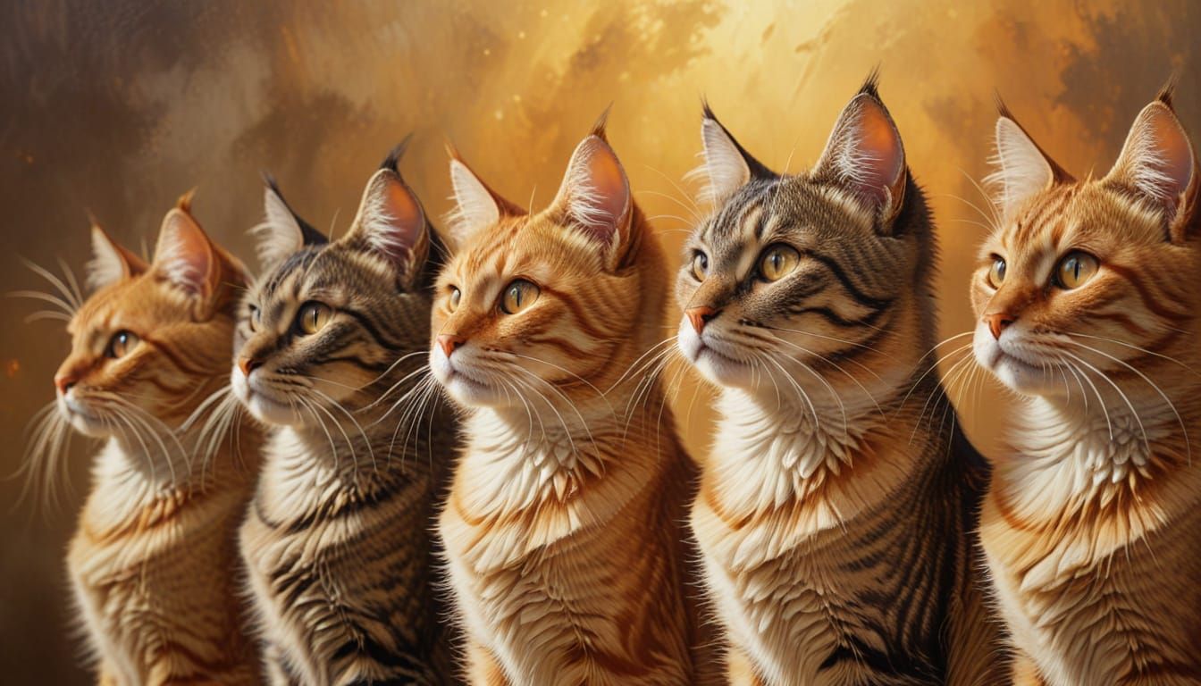 Mystic Cats in Dreamlike Surrealist Portrait