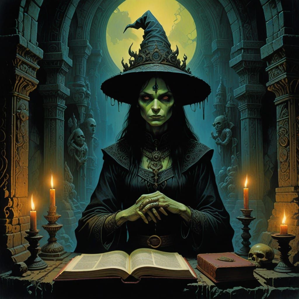 Gothic Witch Sofina in Mystical Dungeon Lair