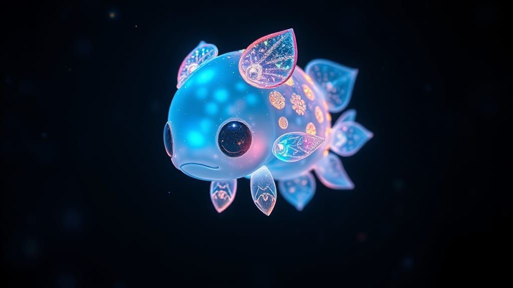 Bioluminescent Chibi, Opalescent Fantasy Figure