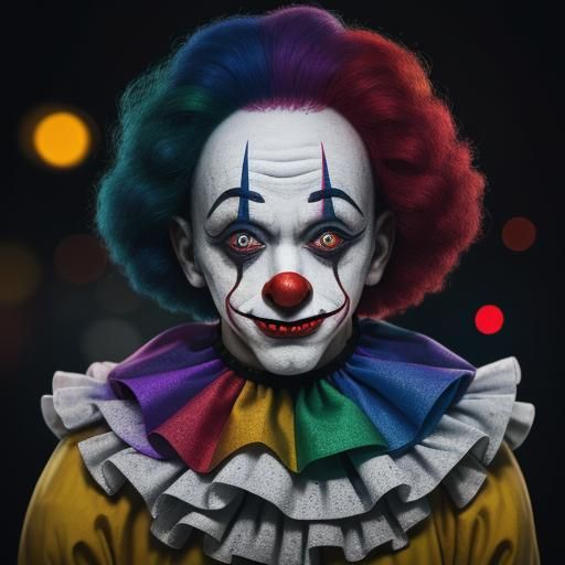 Frightening Clown Portrait in Sharp Focus