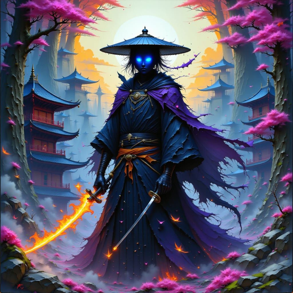 Spectral Samurai Guarding Haunted Pagoda