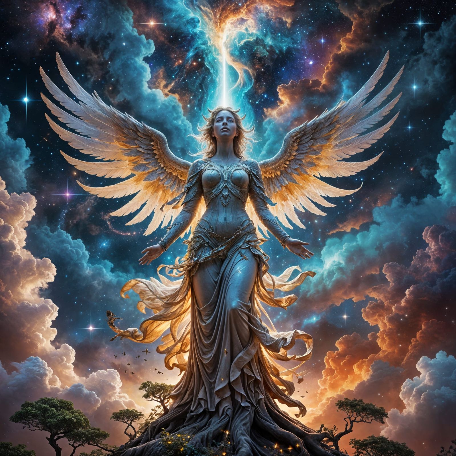 Angel of the Cosmos Guards the World Tree