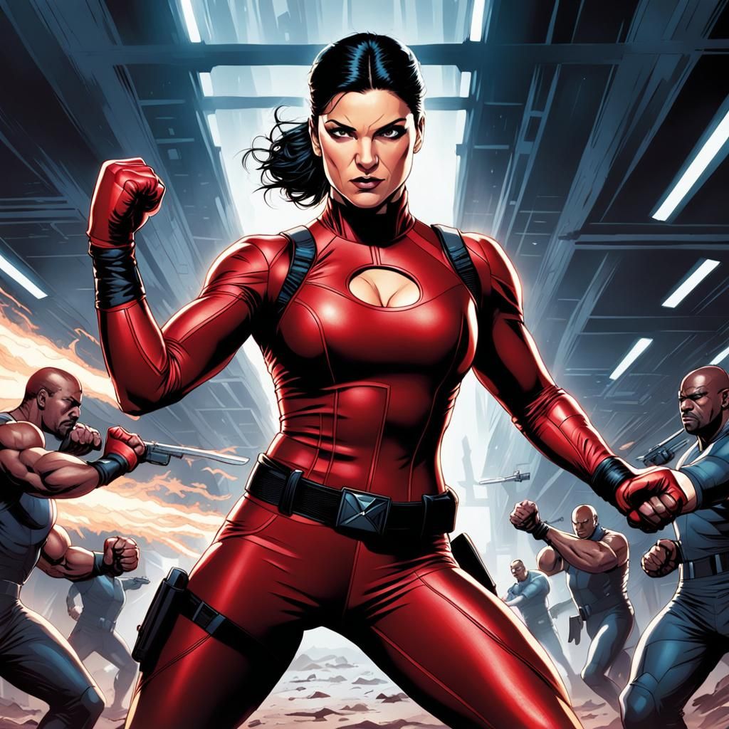 Comic Book Art of Woman in Fighting Pose