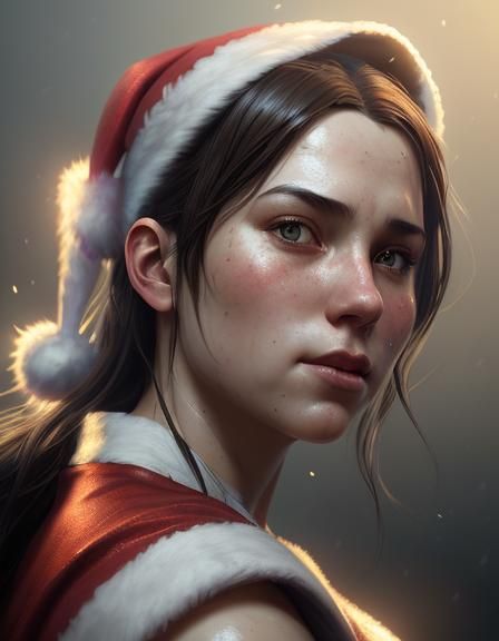 Santa Sister: Hyperdetailed Portrait in Art Nouveau Style