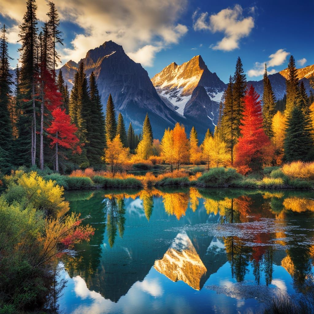 Serenic Blue Lake Landscape in Vibrant Photography Style