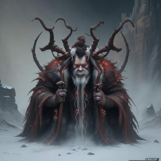 Detailed Krampus Matte Painting in Deep Color