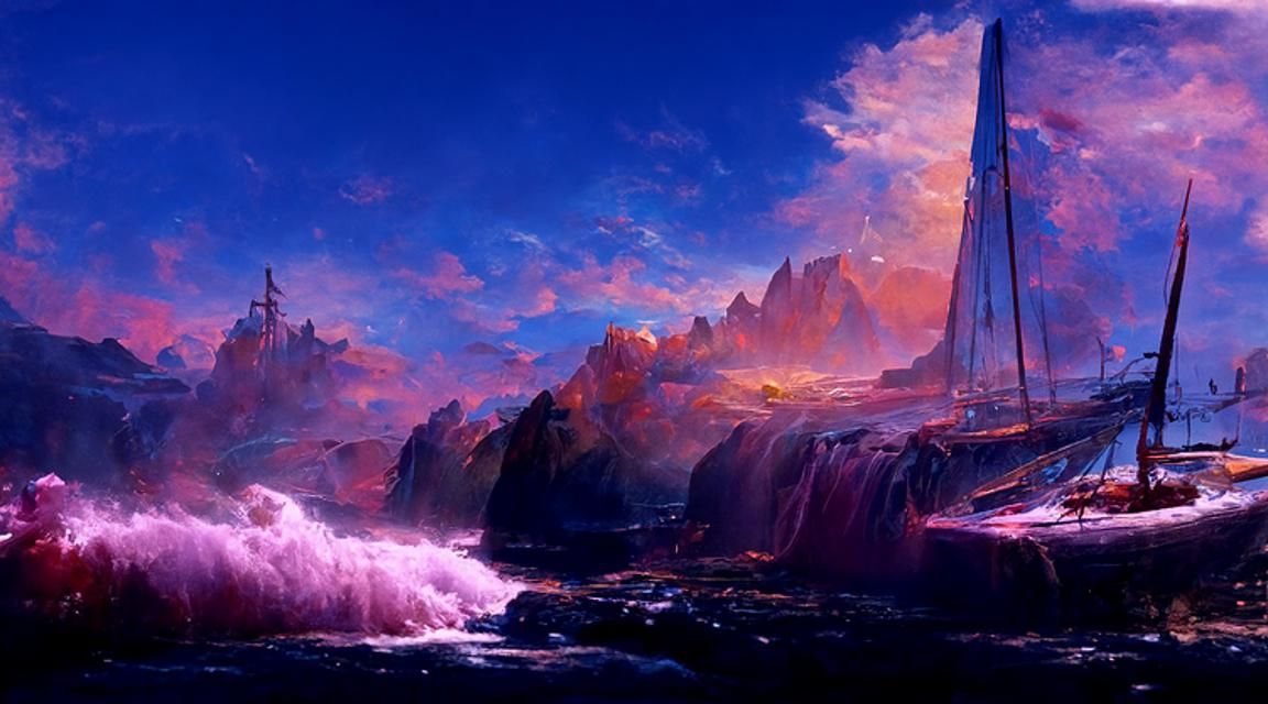 Ship Sailing on Dark Seas as Landscape Painting