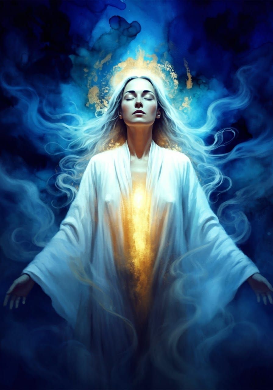 Ethereal Woman in Dreamlike Mist