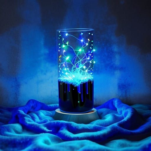 Fairy Lights Display on Blue Velvet