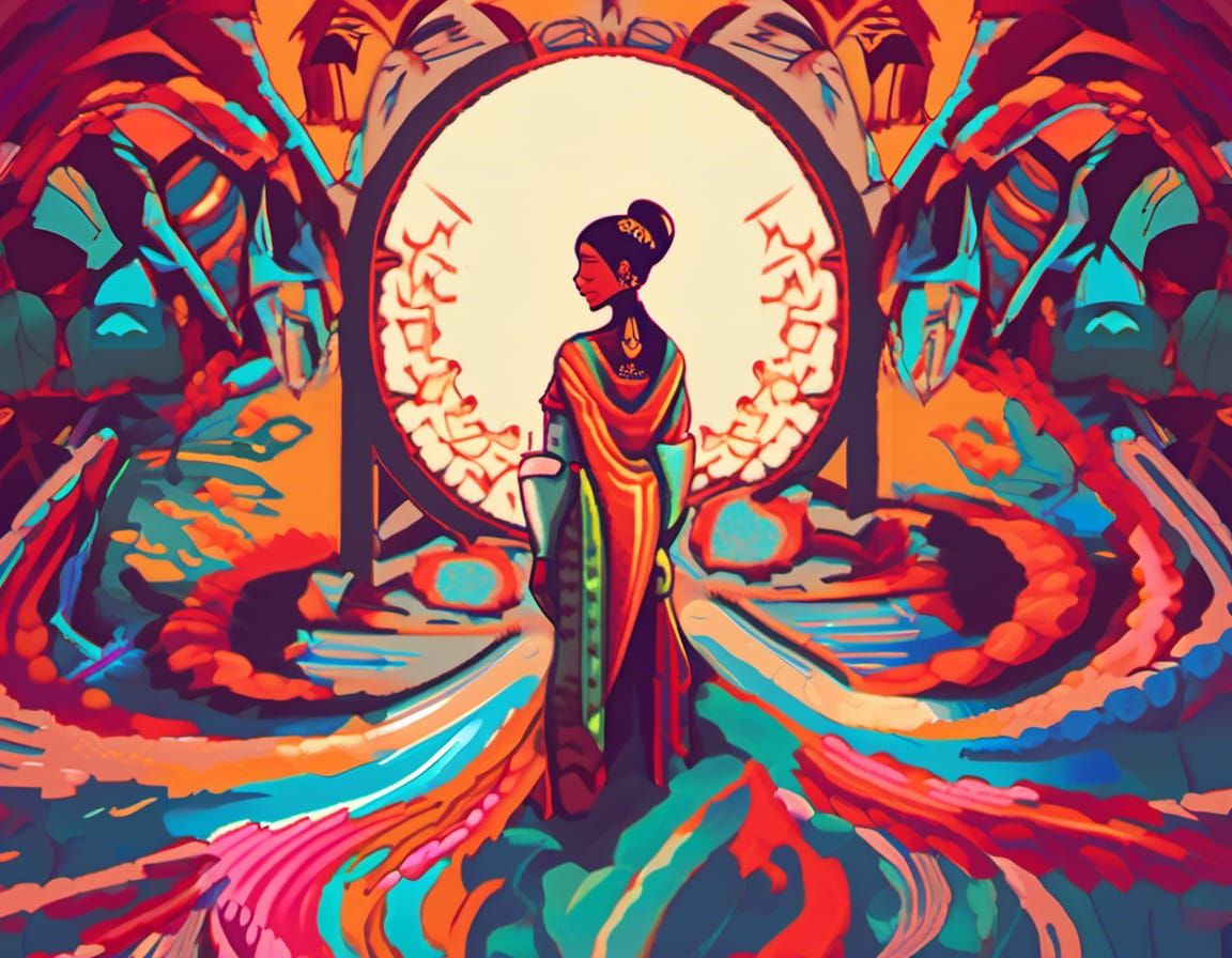 Aztec Beauty Portrait in Fantasy Art Style