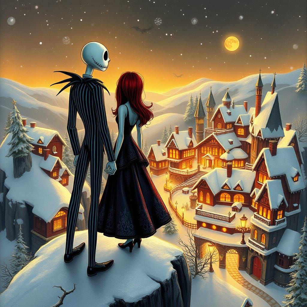 Jack and Sally in Enchanted Holiday Wonderland