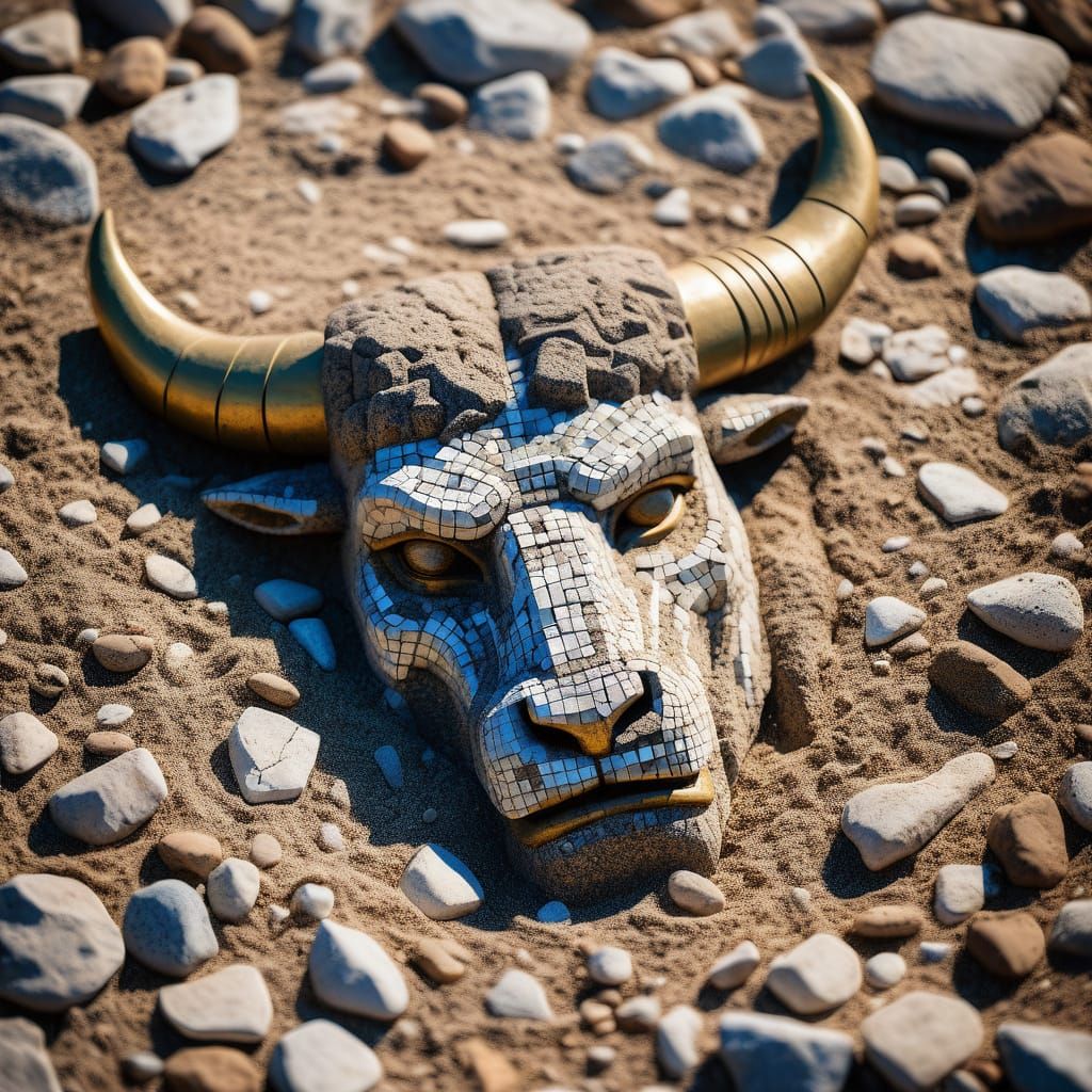 Antique Minotaur Mosaic Uncovered Under Desert Sands