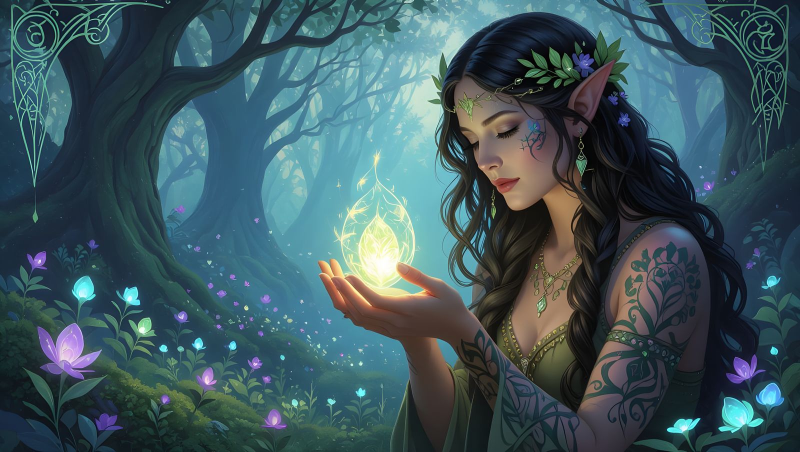 Whimsical Mystic in Twilight Mosswood