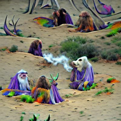 Psychedelic Desert Druids: A Surreal Vision