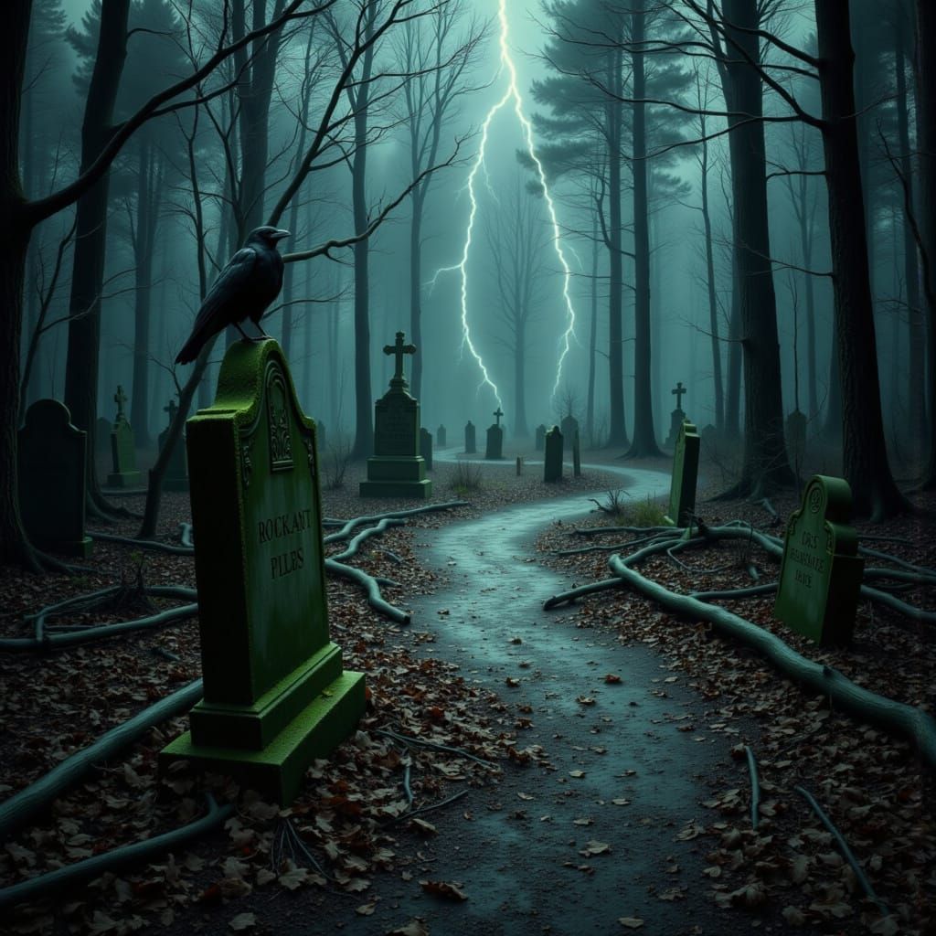 Overgrown Abandoned Cemetery in Haunted Forest